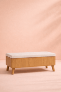 Slim Oak Shoe Storage Bench for Narrow Hallways